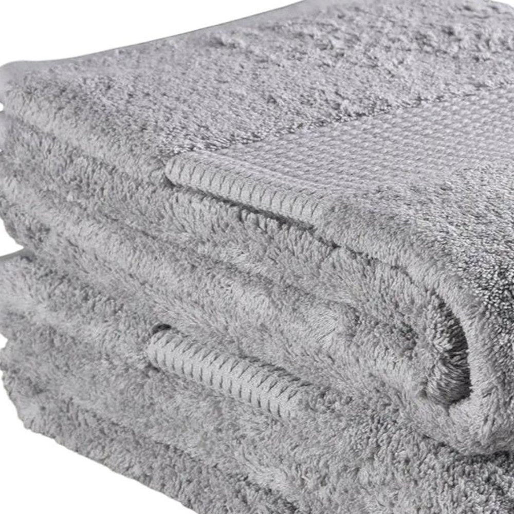 Set of Two Light Gray Cotton 13" X 13" Quick Dry Terry Cloth Washcloths HomeRoots
