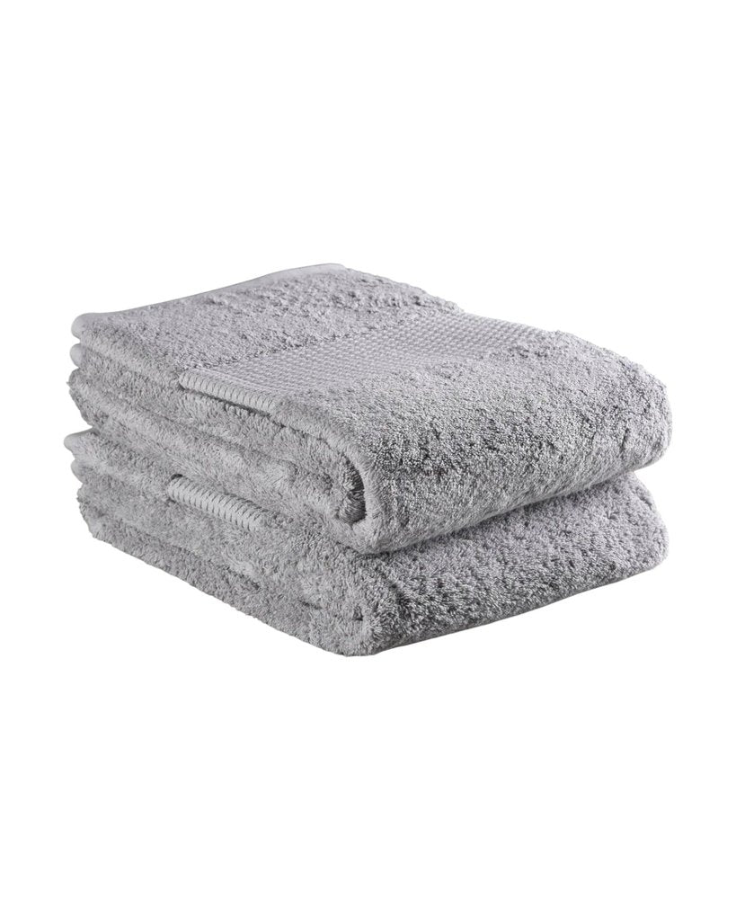 Set of Two Light Gray Cotton 16" X 30" Quick Dry Terry Cloth Hand Towels HomeRoots