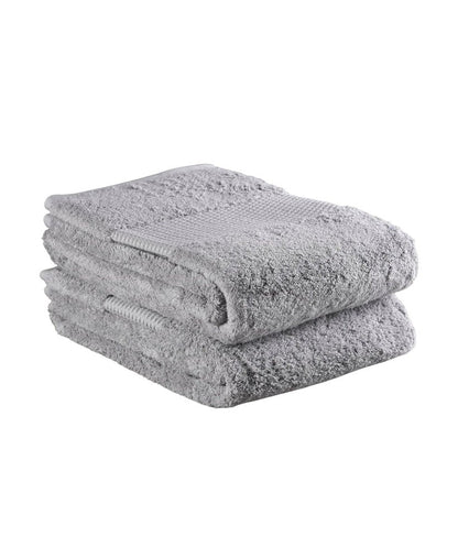 Set of Two Light Gray Cotton 16" X 30" Quick Dry Terry Cloth Hand Towels HomeRoots