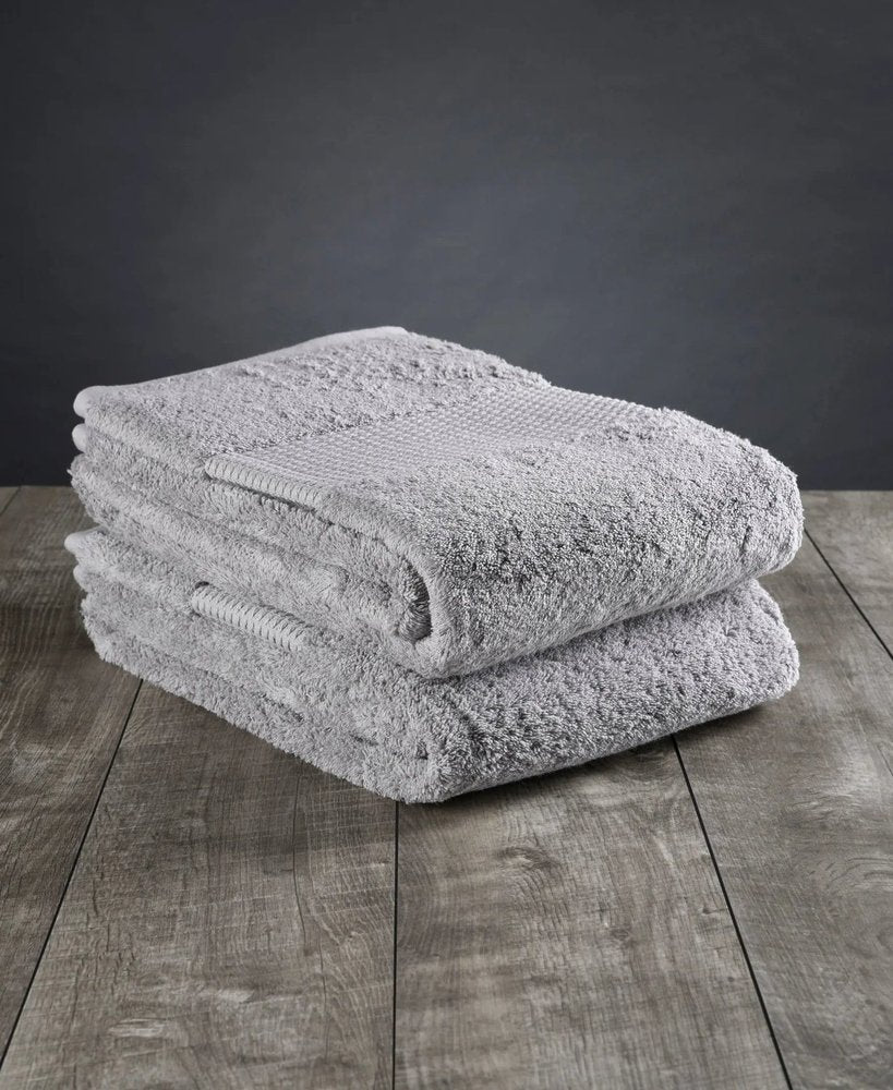 Set of Two Light Gray Cotton 30" X 54" Quick Dry Terry Cloth Bath Towels HomeRoots