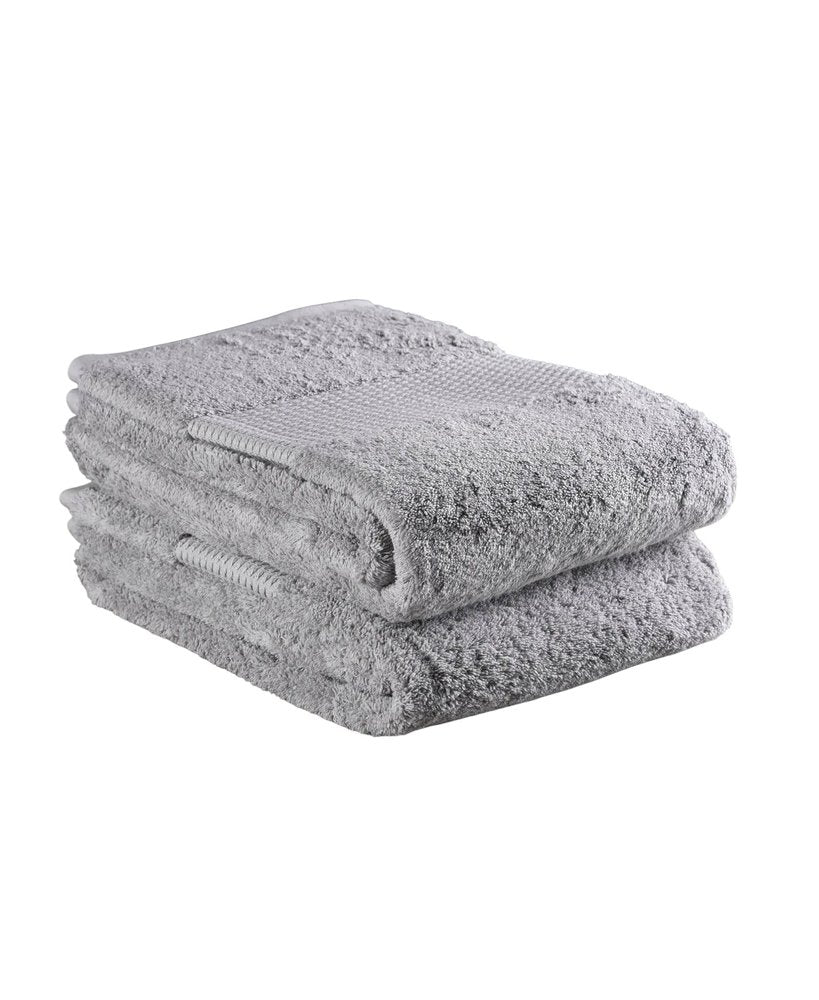 Set of Two Light Gray Cotton 30" X 54" Quick Dry Terry Cloth Bath Towels HomeRoots