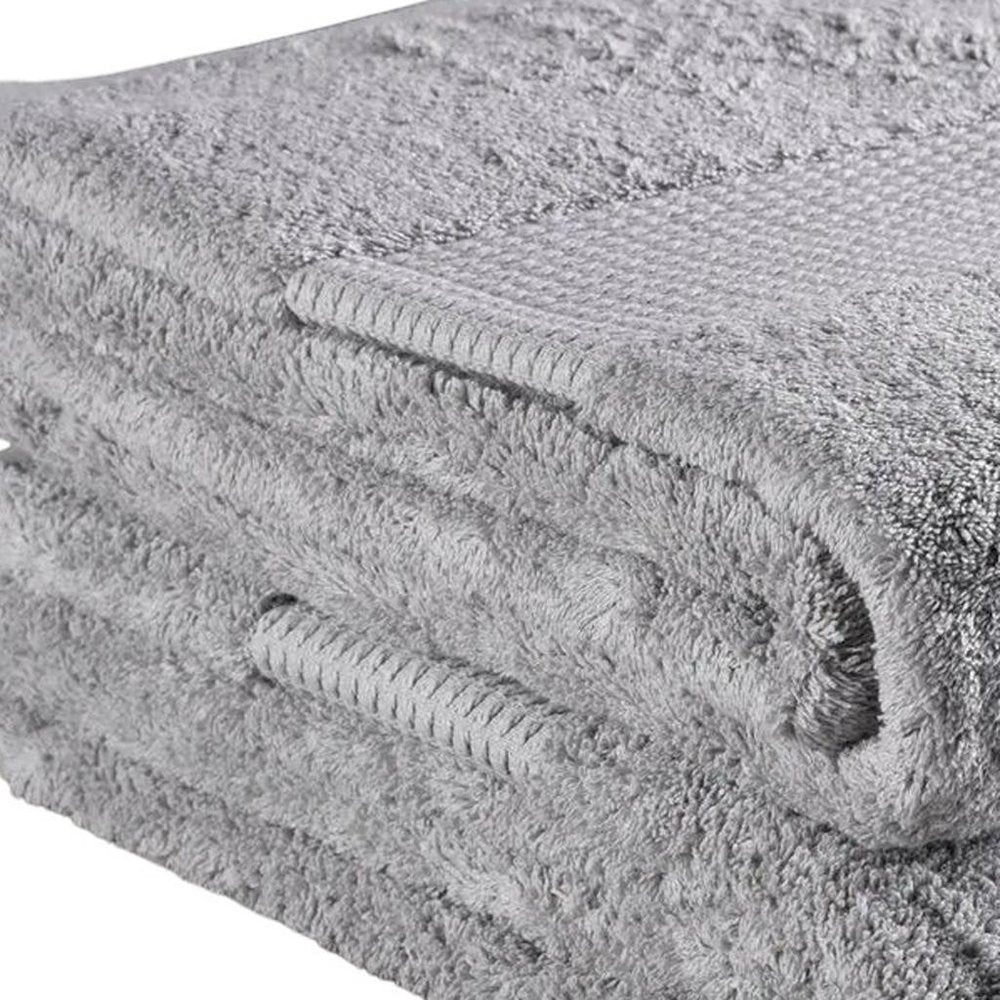 Set of Two Light Gray Cotton 30" X 54" Quick Dry Terry Cloth Bath Towels HomeRoots