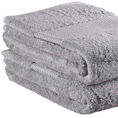 Set of Two Light Gray Cotton 30" X 54" Quick Dry Terry Cloth Bath Towels HomeRoots