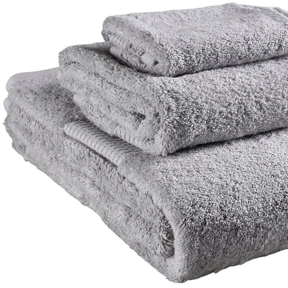 Set of Three Light Gray Cotton Quick Dry Terry Cloth Towels HomeRoots