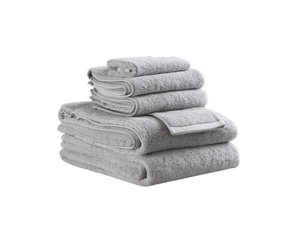 Set of Six Light Gray Cotton Quick Dry Terry Cloth Towels HomeRoots