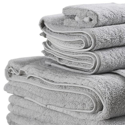 Set of Six Light Gray Cotton Quick Dry Terry Cloth Towels HomeRoots