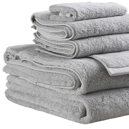 Set of Six Light Gray Cotton Quick Dry Terry Cloth Towels HomeRoots