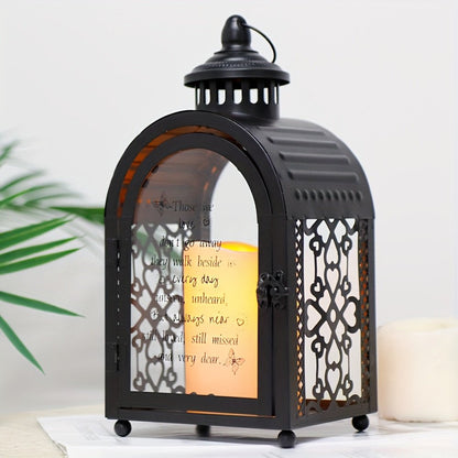 11" Clear And Black Glass And Metal Memorial Remembrance Lantern Candle Holder HomeRoots