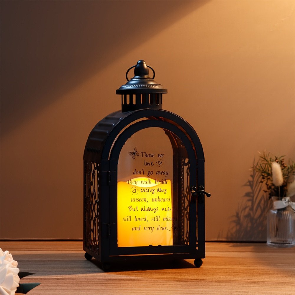 11" Clear And Black Glass And Metal Memorial Remembrance Lantern Candle Holder HomeRoots
