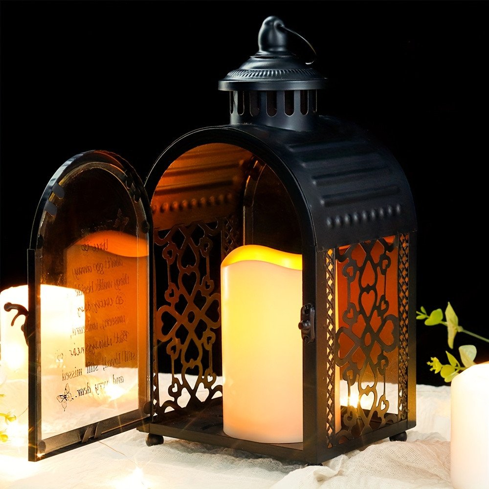 11" Clear And Black Glass And Metal Memorial Remembrance Lantern Candle Holder HomeRoots