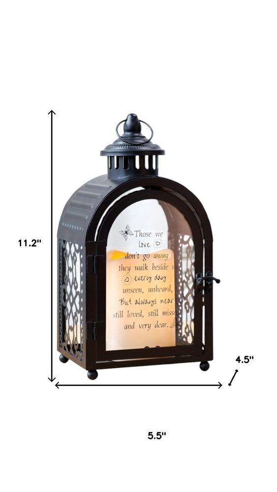 11" Clear And Black Glass And Metal Memorial Remembrance Lantern Candle Holder HomeRoots