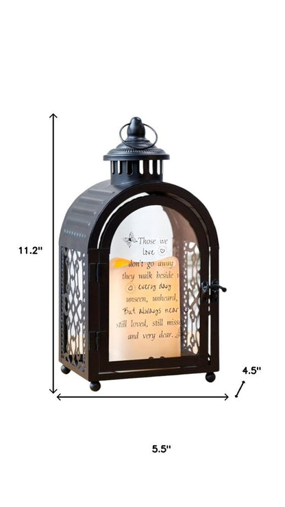 11" Clear And Black Glass And Metal Memorial Remembrance Lantern Candle Holder HomeRoots