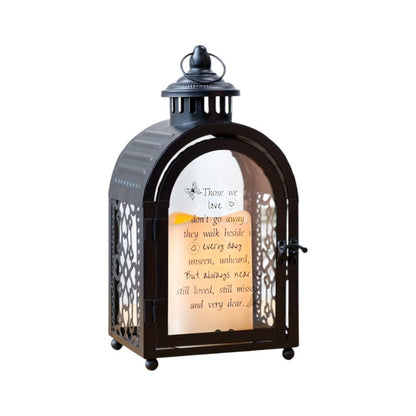 11" Clear And Black Glass And Metal Memorial Remembrance Lantern Candle Holder HomeRoots