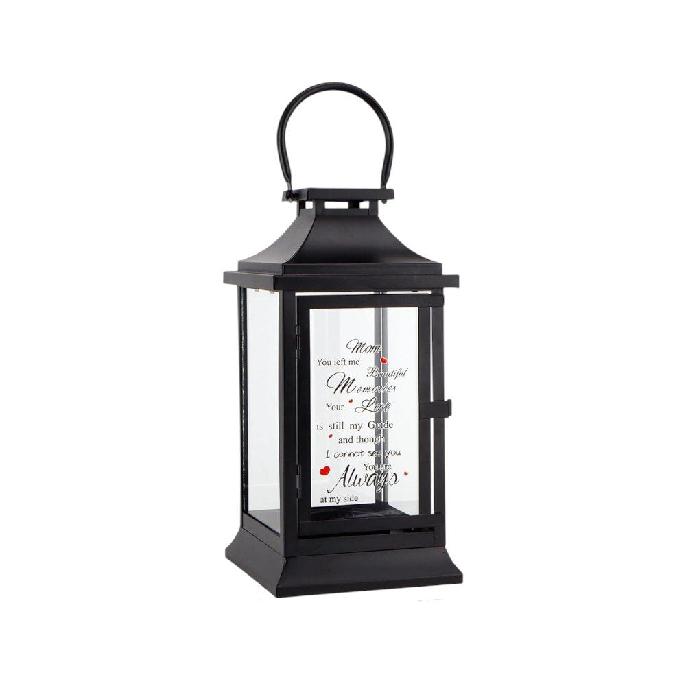 15" Black And Clear Glass And Metal Memorial Remembrance Lantern Candle Holder HomeRoots
