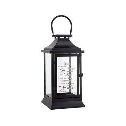 15" Black And Clear Glass And Metal Memorial Remembrance Lantern Candle Holder HomeRoots
