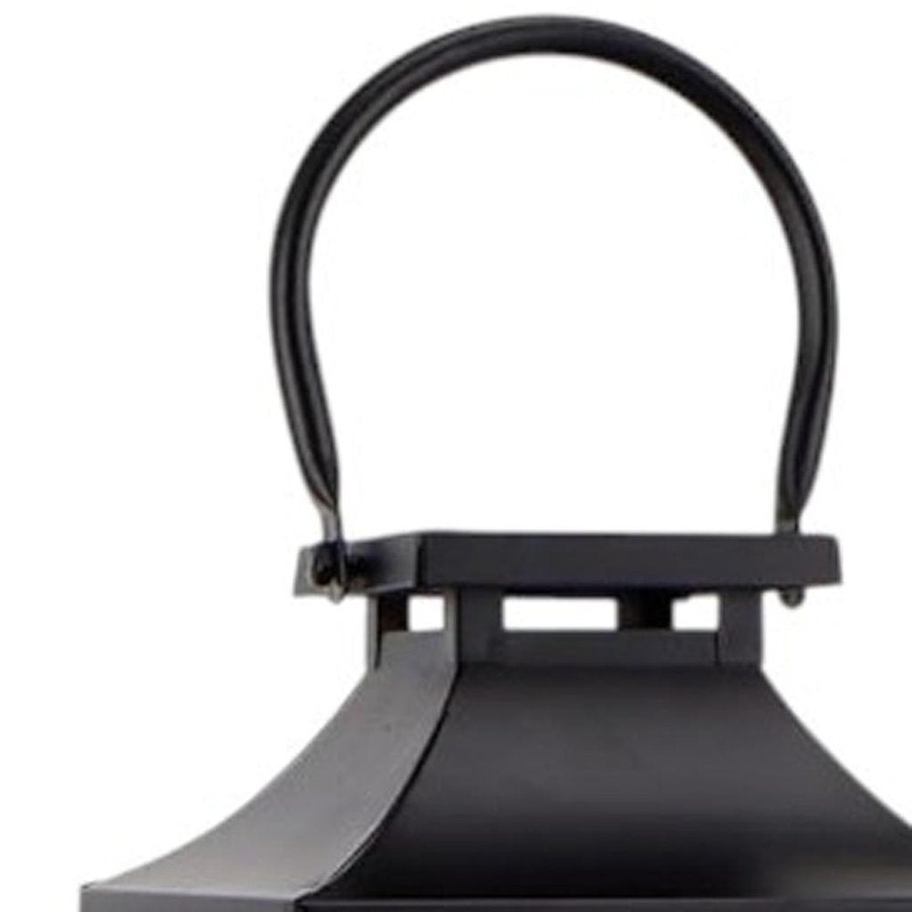 15" Black And Clear Glass And Metal Memorial Remembrance Lantern Candle Holder HomeRoots