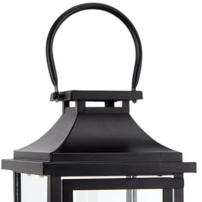 15" Black And Clear Glass And Metal Memorial Remembrance Lantern Candle Holder HomeRoots