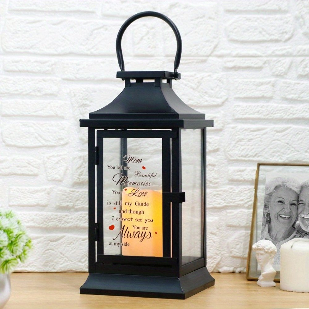15" Black And Clear Glass And Metal Memorial Remembrance Lantern Candle Holder HomeRoots