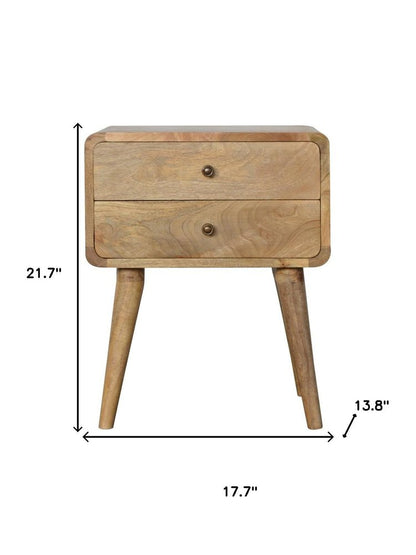 22" Oak Solid Wood Two Drawer Nightstand HomeRoots