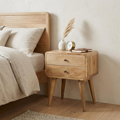 22" Oak Solid Wood Two Drawer Nightstand HomeRoots