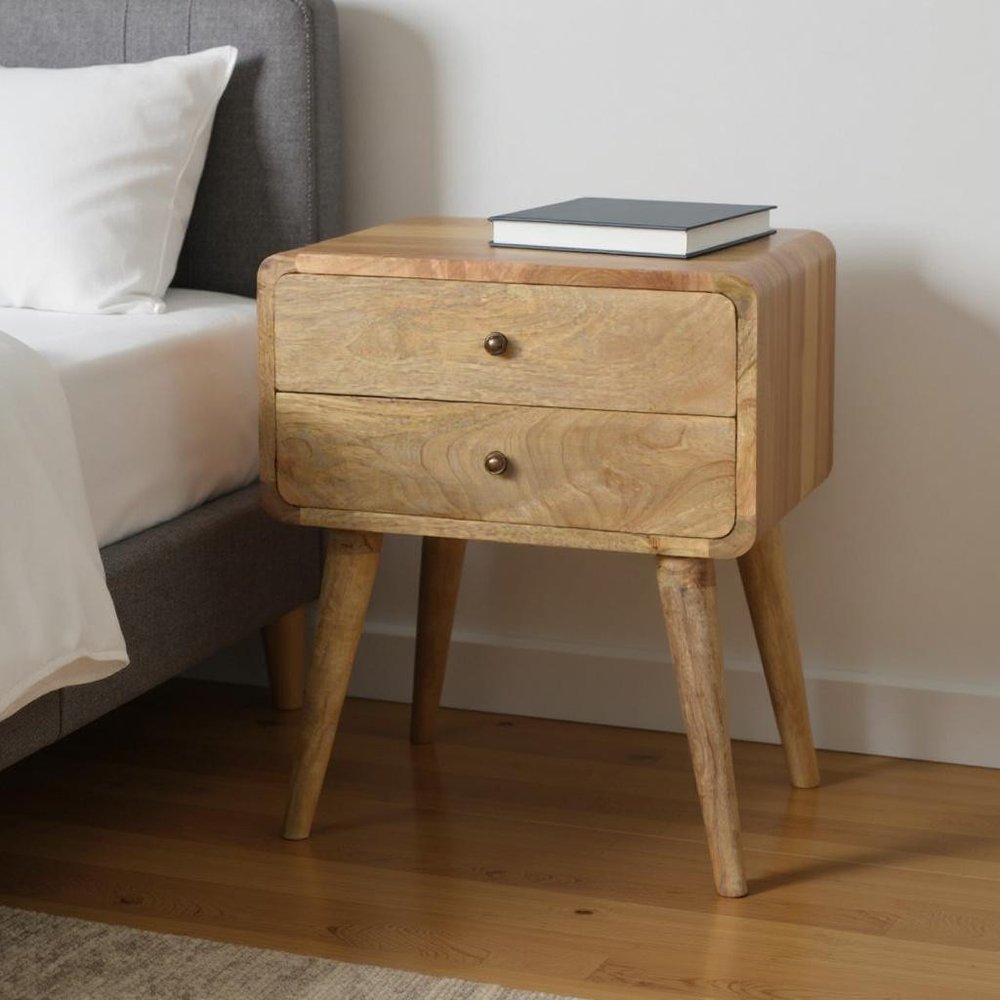 22" Brown Solid Wood Two Drawer Nightstand HomeRoots