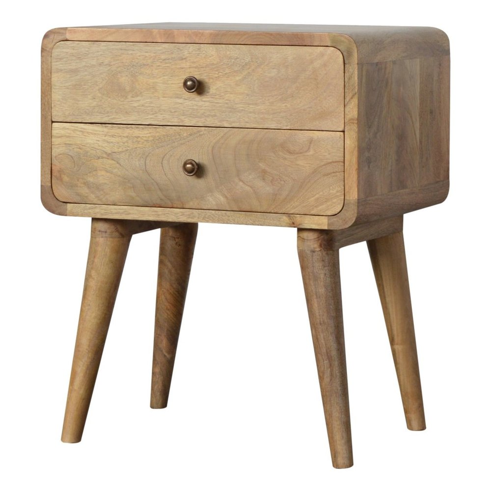 22" Oak Solid Wood Two Drawer Nightstand — view 2