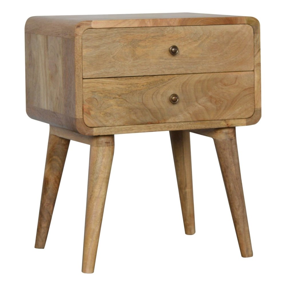 22" Oak Solid Wood Two Drawer Nightstand — view 3