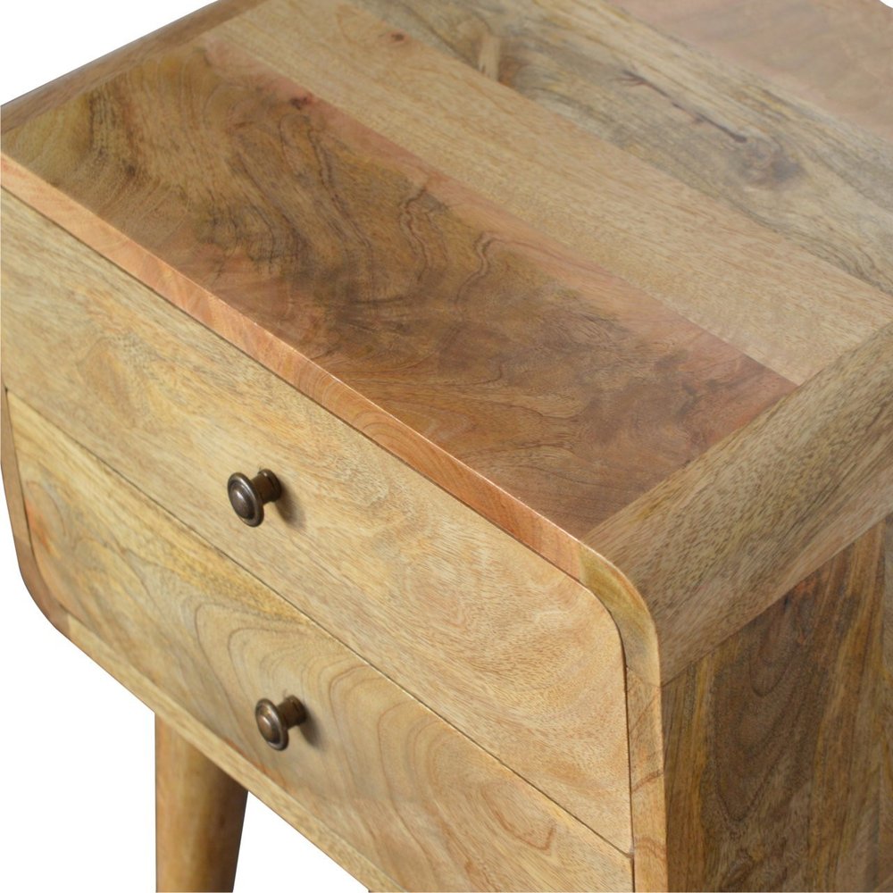22" Oak Solid Wood Two Drawer Nightstand HomeRoots