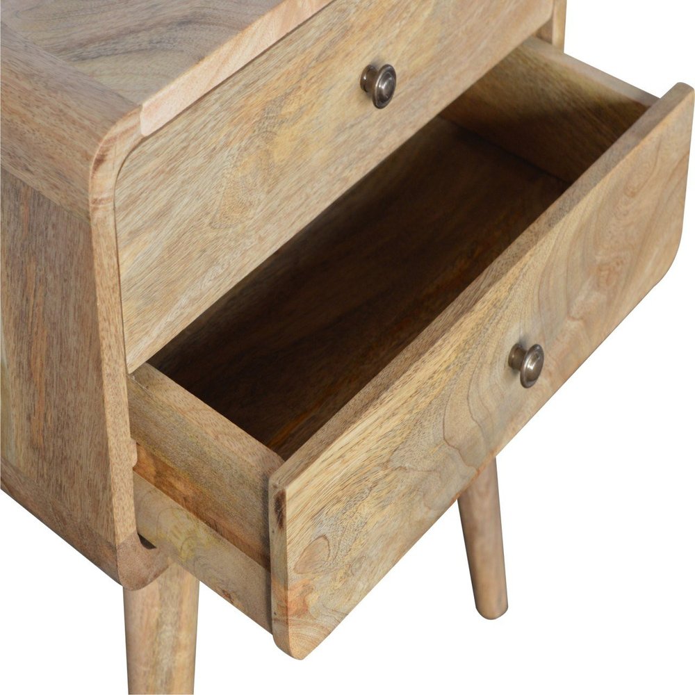 22" Oak Solid Wood Two Drawer Nightstand — view 6