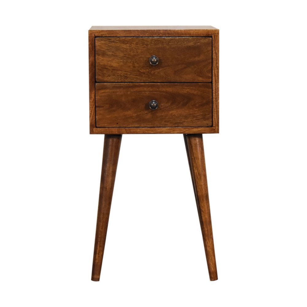 22" Chestnut Solid Wood Two Drawer Nightstand — view 1