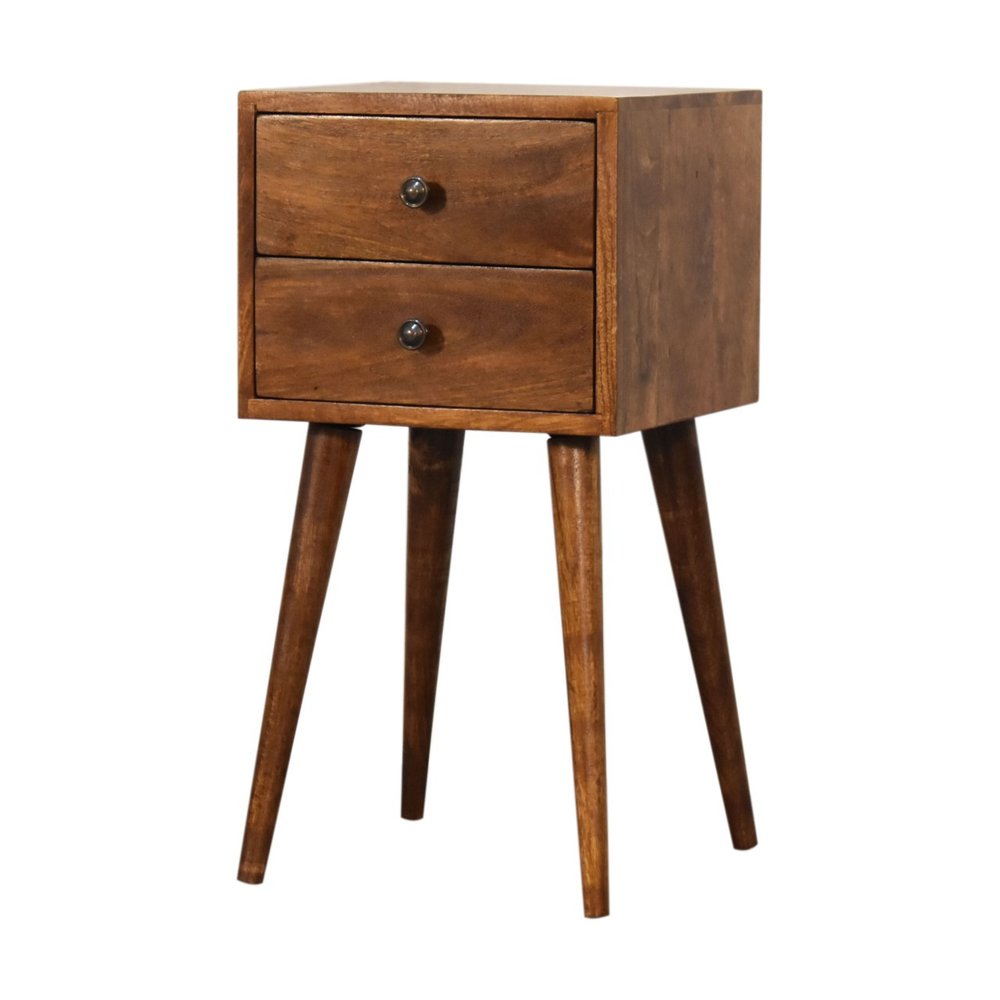 22" Chestnut Solid Wood Two Drawer Nightstand — view 2