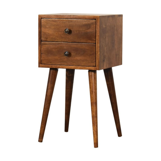 22" Chestnut Solid Wood Two Drawer Nightstand