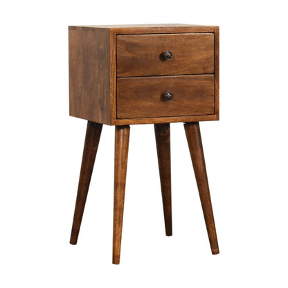 22" Chestnut Solid Wood Two Drawer Nightstand HomeRoots