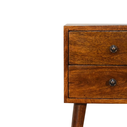 22" Chestnut Solid Wood Two Drawer Nightstand