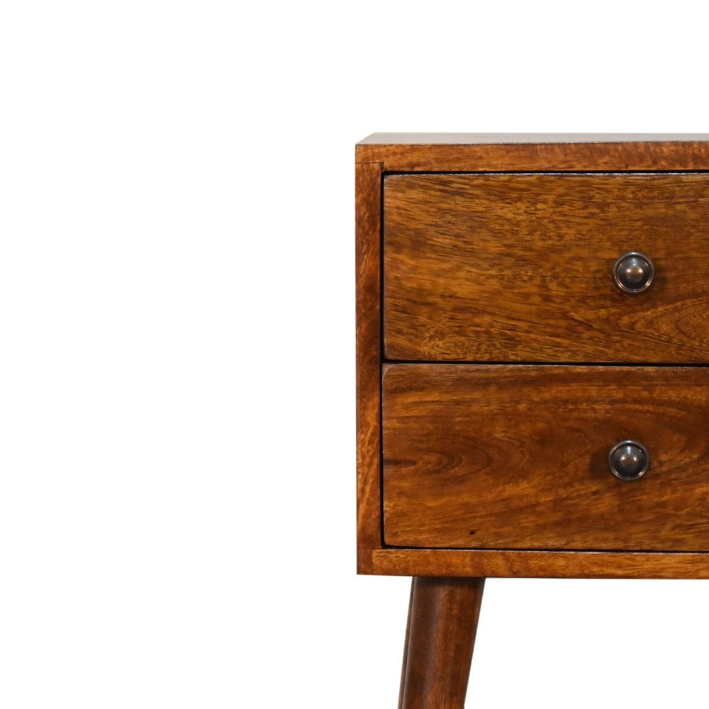 22" Chestnut Solid Wood Two Drawer Nightstand — view 4