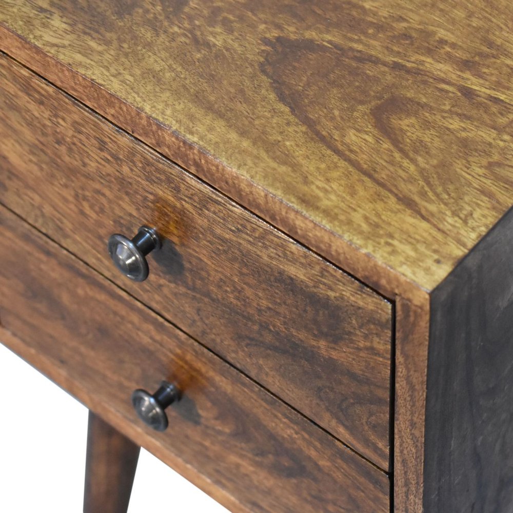 22" Chestnut Solid Wood Two Drawer Nightstand — view 5