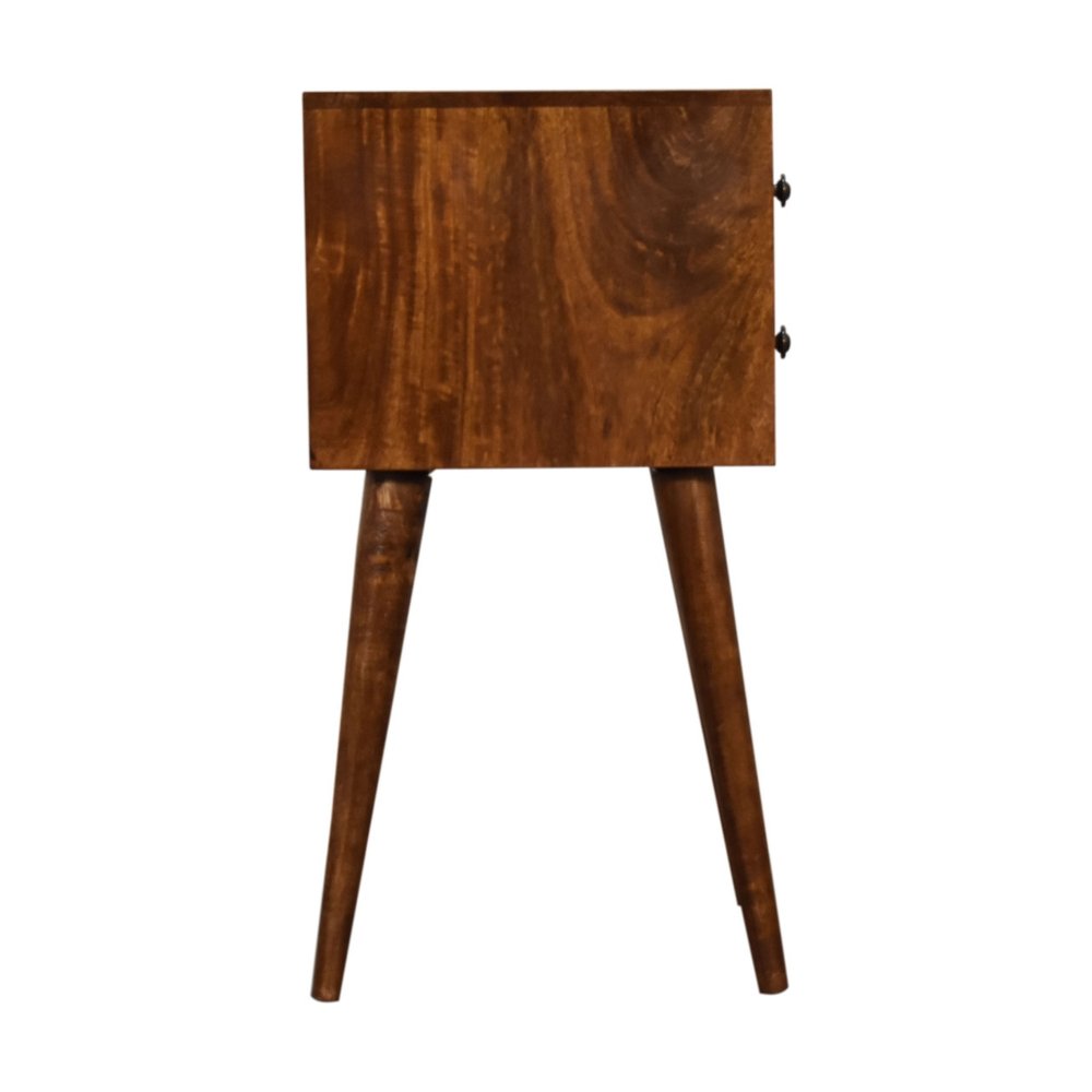 22" Chestnut Solid Wood Two Drawer Nightstand — view 7