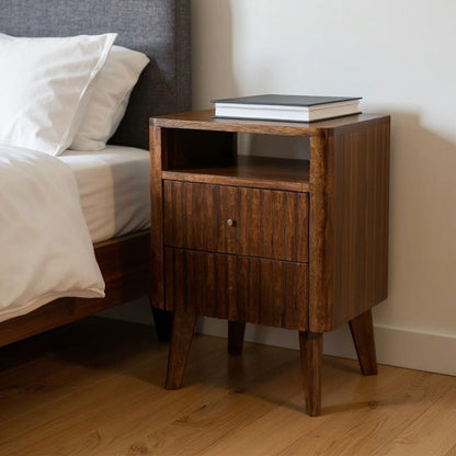24" Brown Solid Wood One Drawer Nightstand HomeRoots