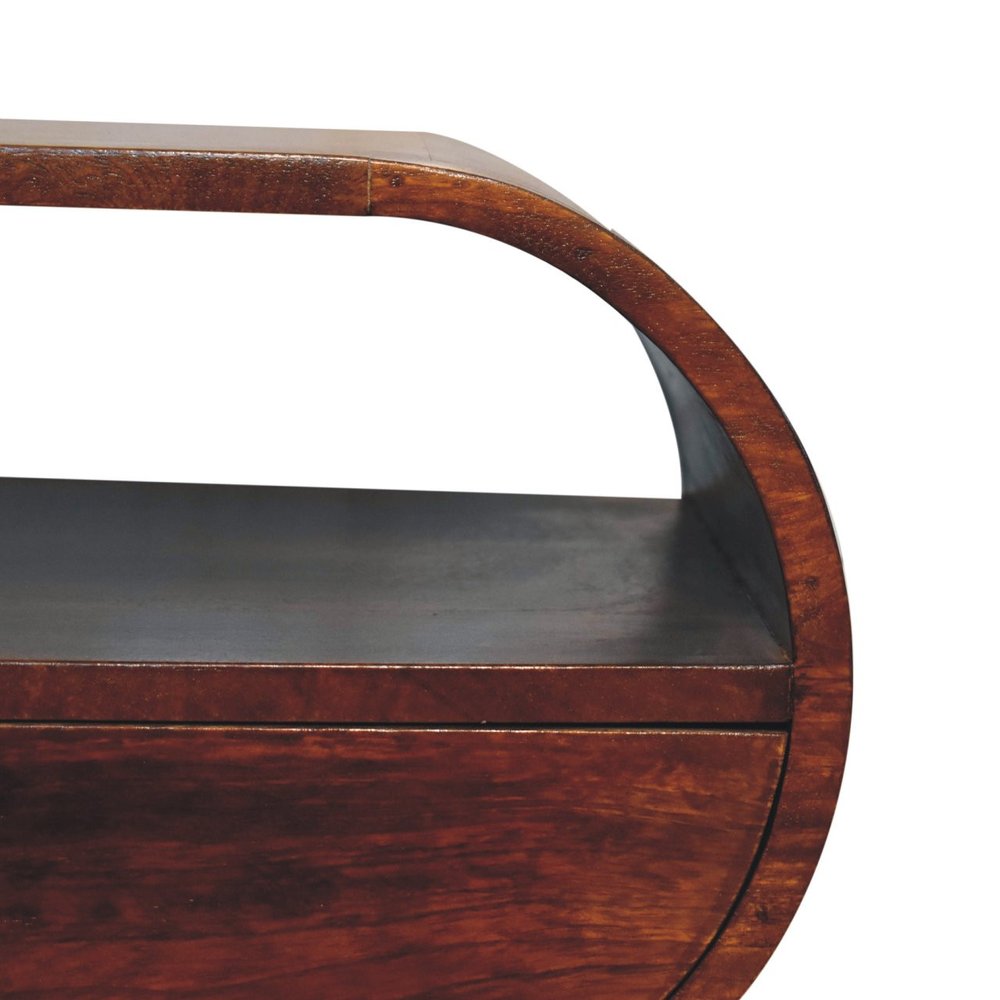 24" Chestnut Solid Wood Oval One Drawer Nightstand HomeRoots