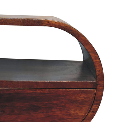 24" Chestnut Solid Wood Oval One Drawer Nightstand HomeRoots