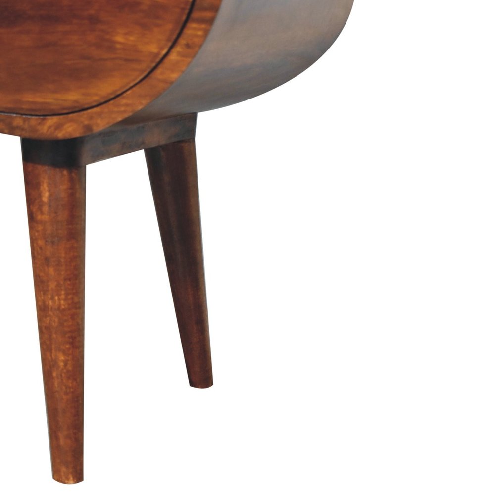 24" Chestnut Solid Wood Oval One Drawer Nightstand HomeRoots