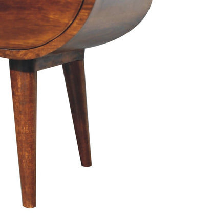 24" Chestnut Solid Wood Oval One Drawer Nightstand HomeRoots