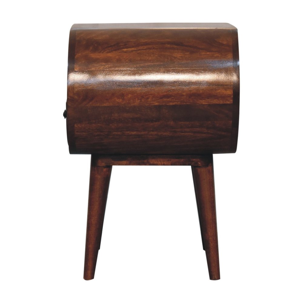 24" Chestnut Solid Wood Oval One Drawer Nightstand HomeRoots