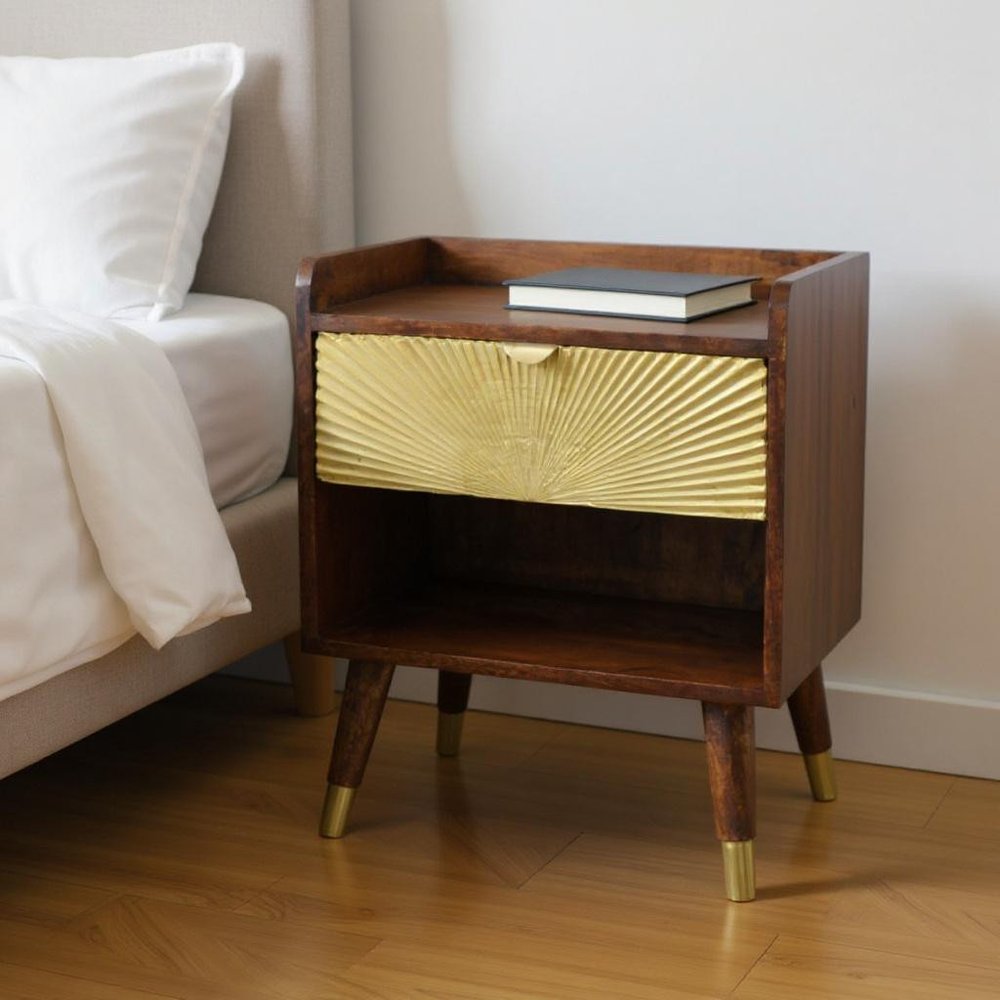 23" Brown Solid Wood One Drawer Nightstand HomeRoots