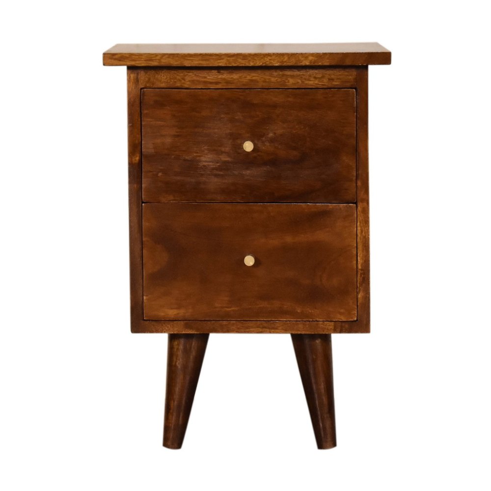 20" Chestnut Solid Wood Two Drawer Nightstand HomeRoots