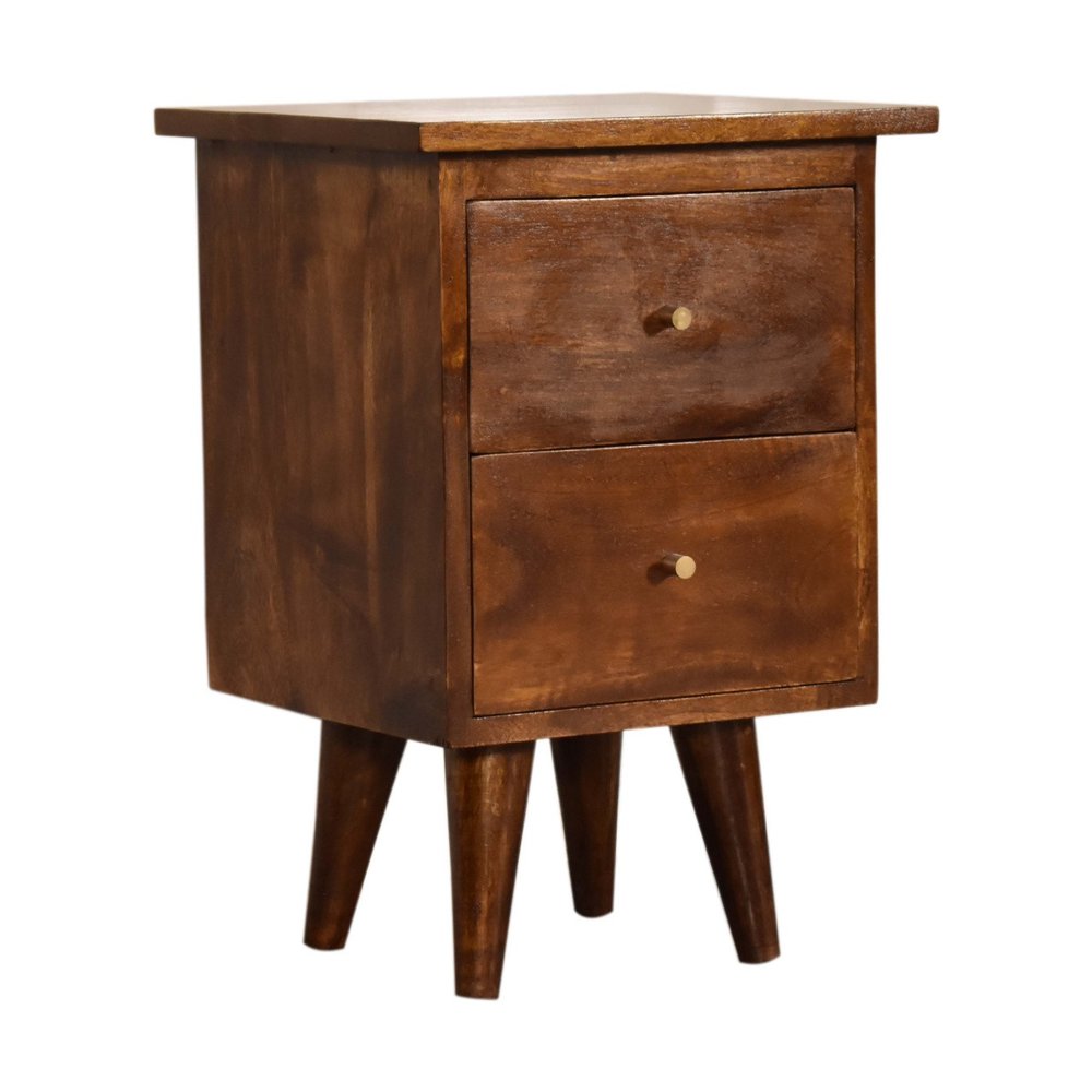 20" Chestnut Solid Wood Two Drawer Nightstand — view 2