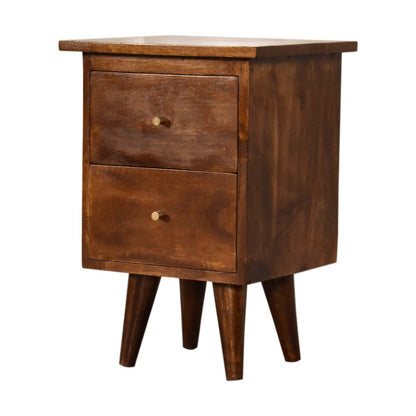 20" Chestnut Solid Wood Two Drawer Nightstand HomeRoots