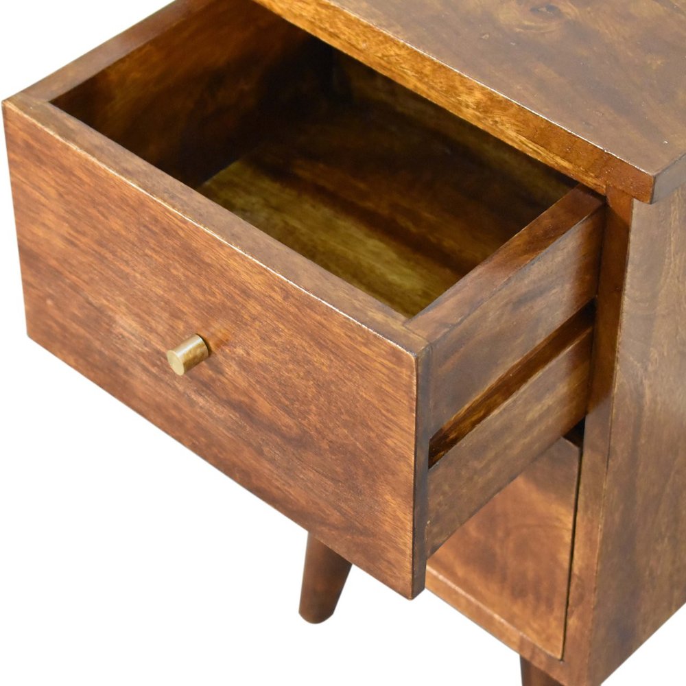 20" Chestnut Solid Wood Two Drawer Nightstand — view 6