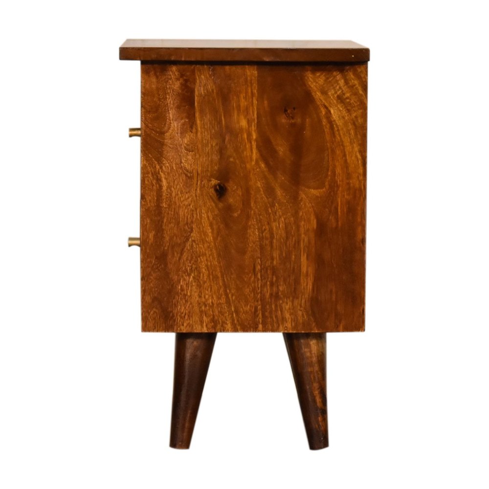 20" Chestnut Solid Wood Two Drawer Nightstand — view 8