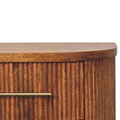22" Amber Solid Wood Ribbed Texture Two Drawer Nightstand